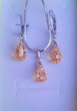 Citrine drop earrings and necklace, sterling silver, November birthstone, birthday gift