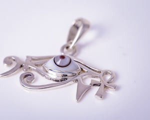 Unique handmade necklace, Sterling silver pendant, Egyptian symbol, bass clef, eye of Ra, eye of horus, evil eye, Goth gift, kemetic jewelry