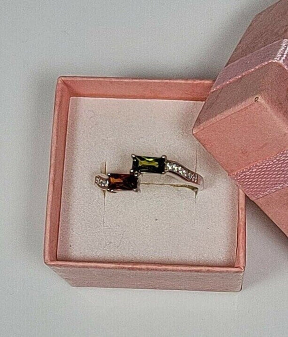 Statement Ring, red, green gemstones, sterling silver, January Birthstone,  handmade Mothers gift for her