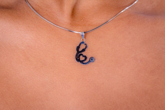 Stethoscope necklace, Sterling silver pendant for medical student or professional, Mothers Day Gift