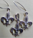 Handmade Sterling Silver Fleur de Lis Necklace Set - New Orleans Artist