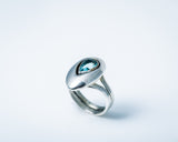 Blue Topaz Statement Ring: Thick Silver Band, December Birthstone