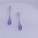 Lavender Crystal Drop Earrings, Sterling Silver Handmade Jewelry