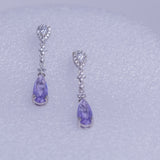 Lavender crystal post drop earrings, sterling silver handmade jewelry gift for her, Mothers day gift