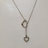 Sterling Silver Heart Lariat Necklace: Handmade Y Necklace