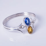 Handmade Sterling Silver Bracelet: Blue & Golden Topaz Gemstone Jewelry