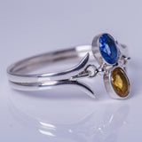 Blue and Golden topaz bracelet set in sterling silver, unique double gemstone, handmade jewelry gift for Ukrainian