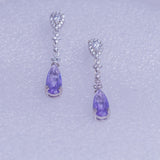 Lavender crystal post drop earrings, sterling silver handmade jewelry gift for her, Mothers day gift
