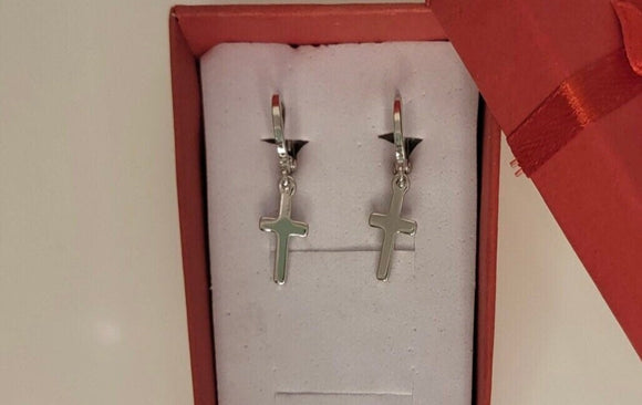 Cross hoop earrings, Cross dangle Huggies, Mothers Day Gift