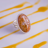 Handmade ring, oval brown stone, one of a kind, artisan jewelry