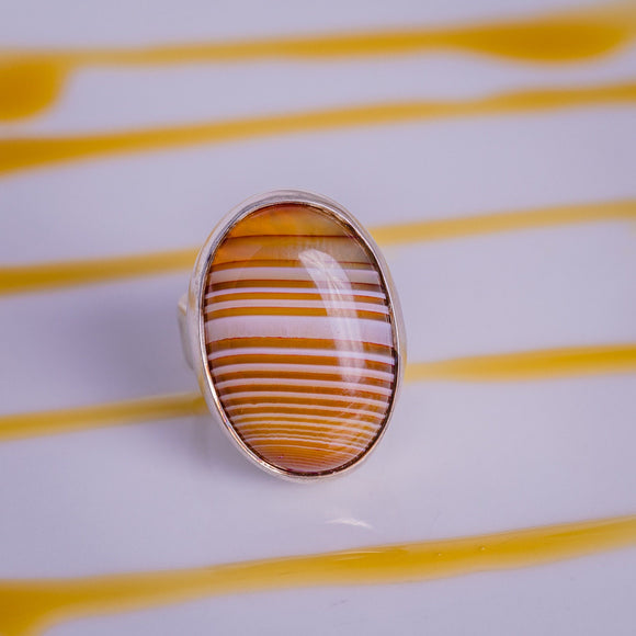 Handmade ring, oval brown stone, sterling silver one of a kind, artisan jewelry