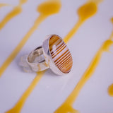 Handmade ring, oval brown stone, sterling silver one of a kind, artisan jewelry