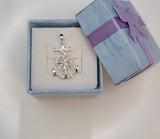 Sterling Silver Anchor Necklace: Mariner's Wheel Pendant