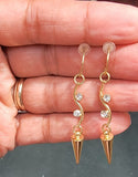 Gold cone crystal earrings