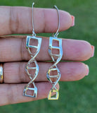 Sterling Silver DNA Earrings: Double Helix Science Jewelry