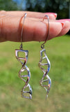 Sterling Silver DNA Earrings: Double Helix Science Jewelry