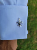 Fleur de Lis Tie Cuff Links: Handmade Sterling Silver, New Orleans Jewelry