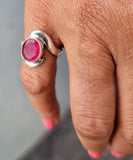 Handmade Sterling Silver Ruby Ring: Brazilian Faceted Stone