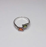 Sterling Silver Statement Ring: Red & Green Gemstones, Handmade