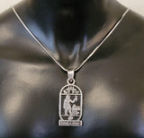 Sterling Silver Cartouche Necklace: Egyptian Hieroglyph Pendant
