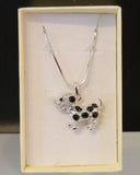Crystal Dalmatian Dog Pendant: Sterling Silver Necklace