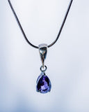 Purple Amethyst Teardrop earring and pendant jewelry set: handmade Sterling Silver February Birthstone, gift for her