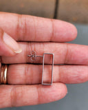 Matte Silver Rectangular Hoop Earrings: Modern Geometric Post Earrings