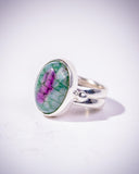 Dragon Vein Agate Sterling Silver Statement Ring - Size 7.5
