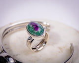 Dragon Vein Agate Sterling Silver Statement Ring - Size 7.5