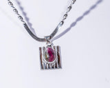 Dragon Vein Agate Pendant: Pink Green Stone, Sterling Silver Choker