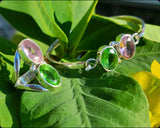 Handmade Sterling Silver Pink & Green Topaz Pendant Necklace