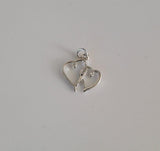 Valentines Day gift Sterling Silver Intertwined Hearts Charm: Minimalist Jewelry Gift