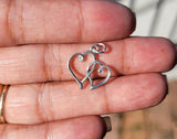Sterling Silver Heart Charm: Intertwined Hearts, Minimalist Jewelry