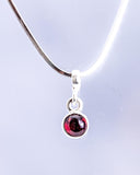 Small Garnet Sterling Silver Necklace - January Birthstone