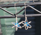 Sterling Silver Atom Earrings, Blue Crystal Science Jewelry