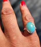 Handcrafted Silver Turquoise Ring: Oval Blue Stone, December Birthstone