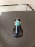 Handcrafted Silver Turquoise Ring: Oval Blue Stone, December Birthstone