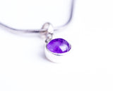 Handmade Sterling Silver Amethyst charm Necklace: Minimalist Jewelry, February birthstone