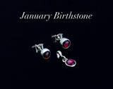 Handmade Garnet Necklace and Earrings Set: Sterling Silver Minimalist Jewelry