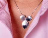 Handmade Sterling Silver Leaf Pendant Necklace: Matte & High Polish