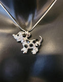 Crystal Dalmatian Dog Pendant: Sterling Silver Necklace