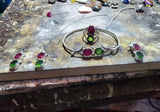 Sterling Silver Ruby and Topaz Drop Earrings: Handmade Gemstone Jewelry
