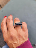 London Blue Topaz Ring: Bold Contemporary Statement, Size 7
