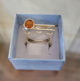 Handmade Sterling Silver Carnelian Ring: Cutout Crosses, Stackable Statement