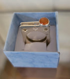Carnelian Sterling Silver Stackable Ring: Handmade Cross Cutout Band