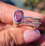 Amethyst Square Ring: February Birthstone, Crown Chakra Jewelry