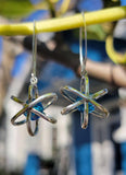 Sterling Silver Atom Earrings, Blue Crystal Science Jewelry
