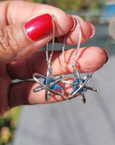 Sterling Silver Atom Earrings, Blue Crystal Science Jewelry