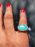 Handcrafted Silver Turquoise Ring: Oval Blue Stone, December Birthstone