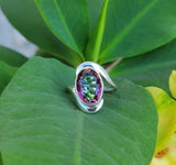 Mystic Topaz Sterling Silver Ring, Handcrafted Size 7